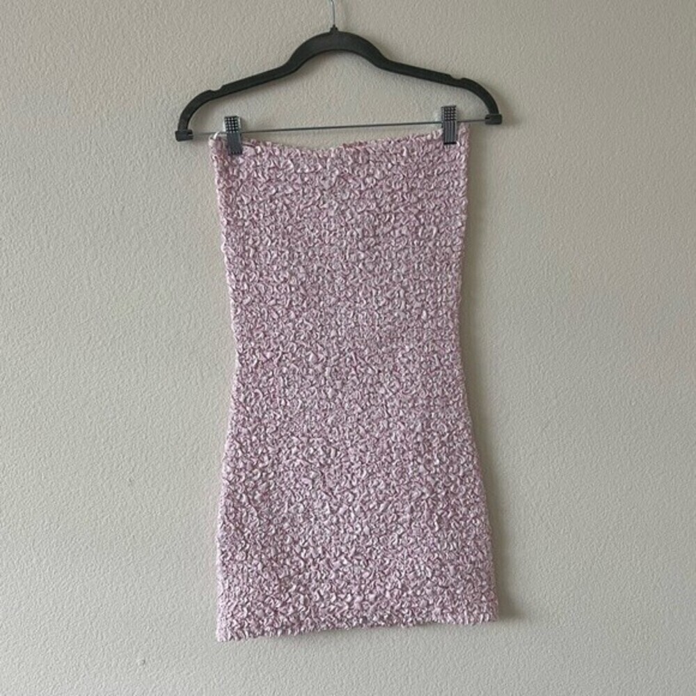 Petersyn Nora Smocked Strapless Tube Bodycon Mini Dress Pink NWT Size Small - Picture 10 of 14